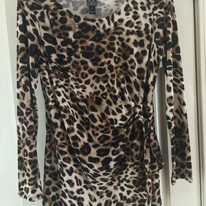 CLARA SUNWOO Leopard Print Top in Brown and Black